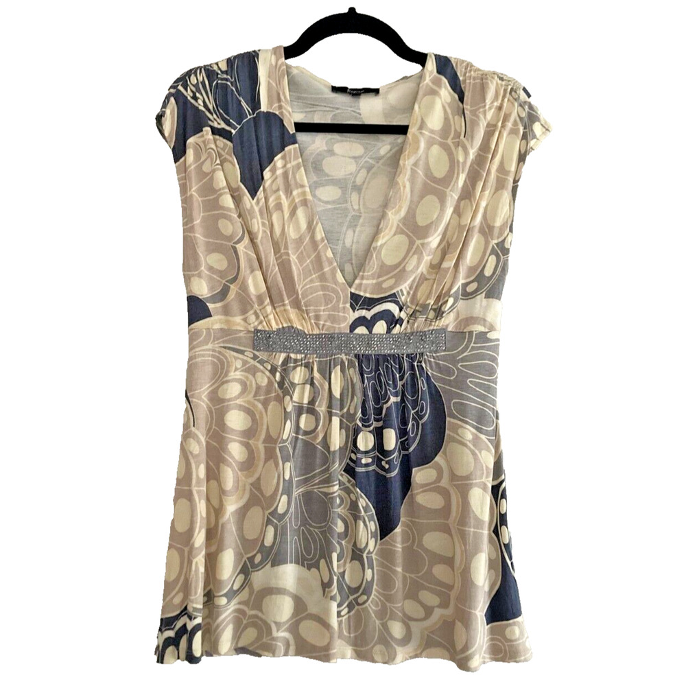 Express Y2K Tee Shirt Women S Retro Grunge Indie Sleaze Baby Doll‎ Beaded Muscle